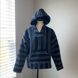 baja joe unisex blue hooded baja jacket with front pocket